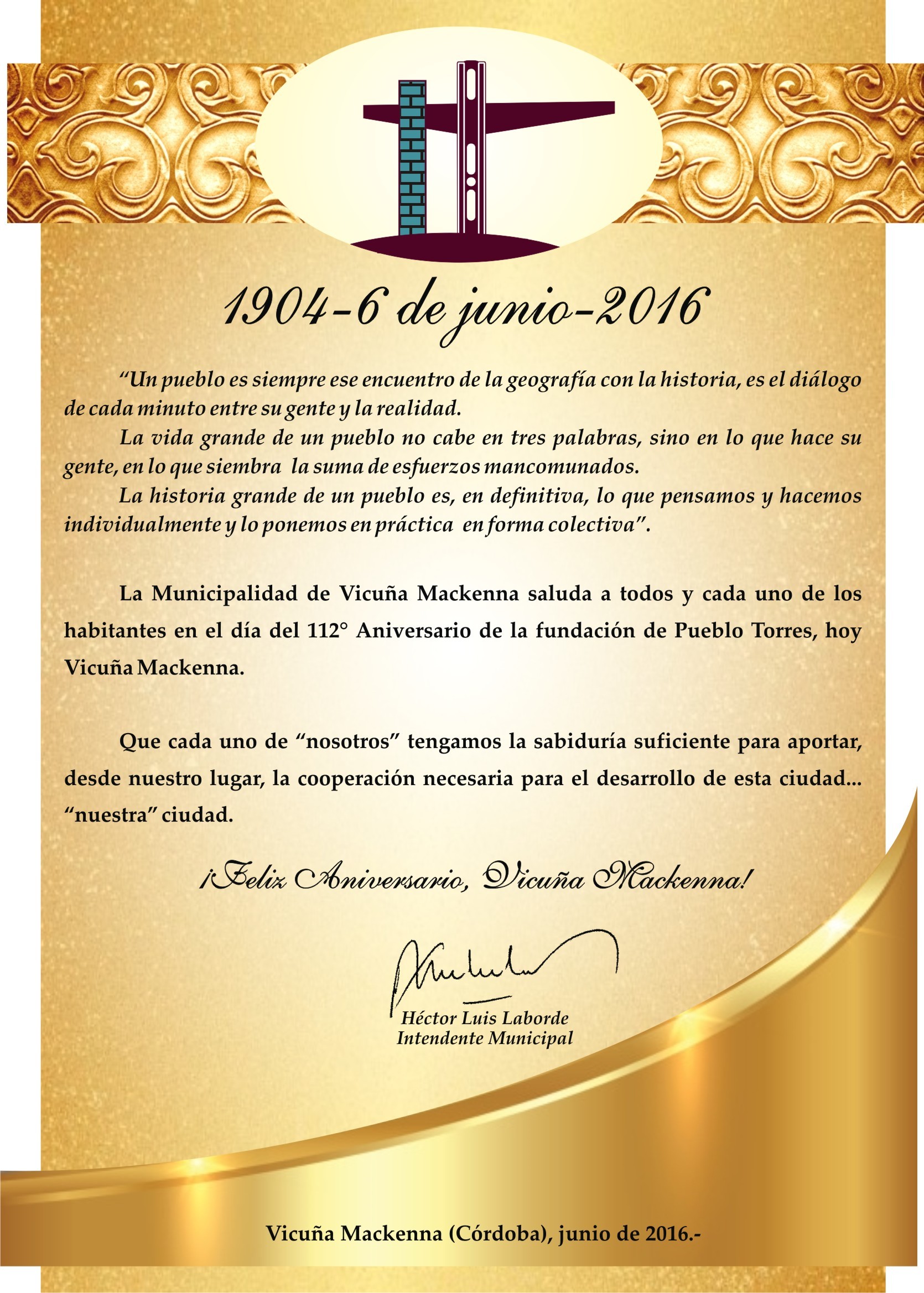 Vicuña Mackenna cumple 112 años. Vicuña Mackenna cumple 112 años.