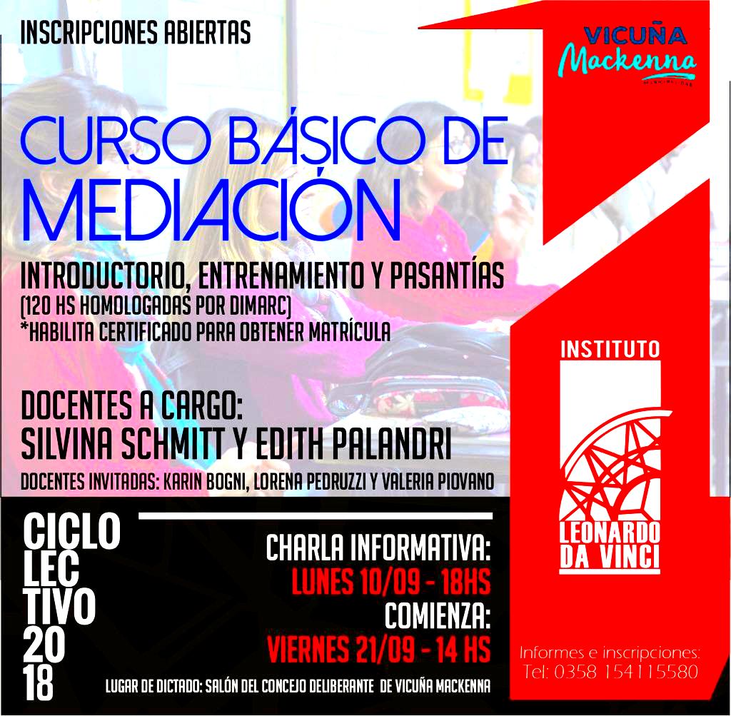 En Vicuña Mackenna se dictará un Curso Básico de Mediación