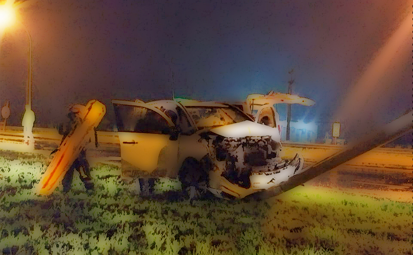 Accidente bajo la lluvia en la rotonda de Mackenna