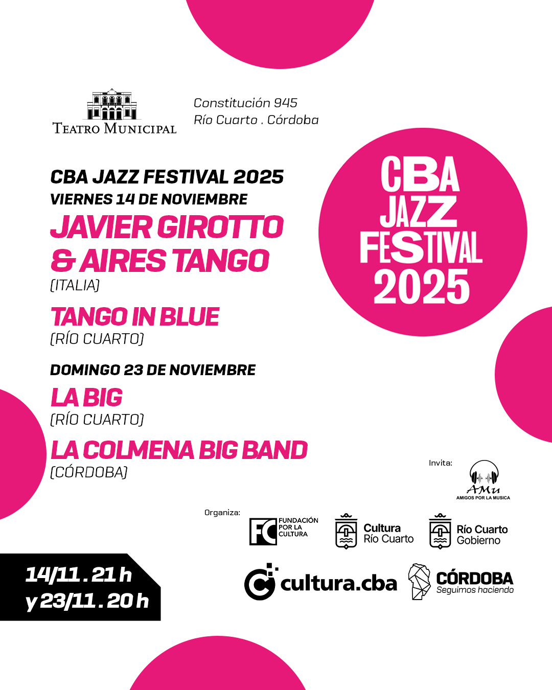 16° Festival Internacional de Jazz de la Provincia de Córdoba: Dos noches imperdibles en Río Cuarto con artistas internacionales y locales que celebran la riqueza del jazz y la música en vivo