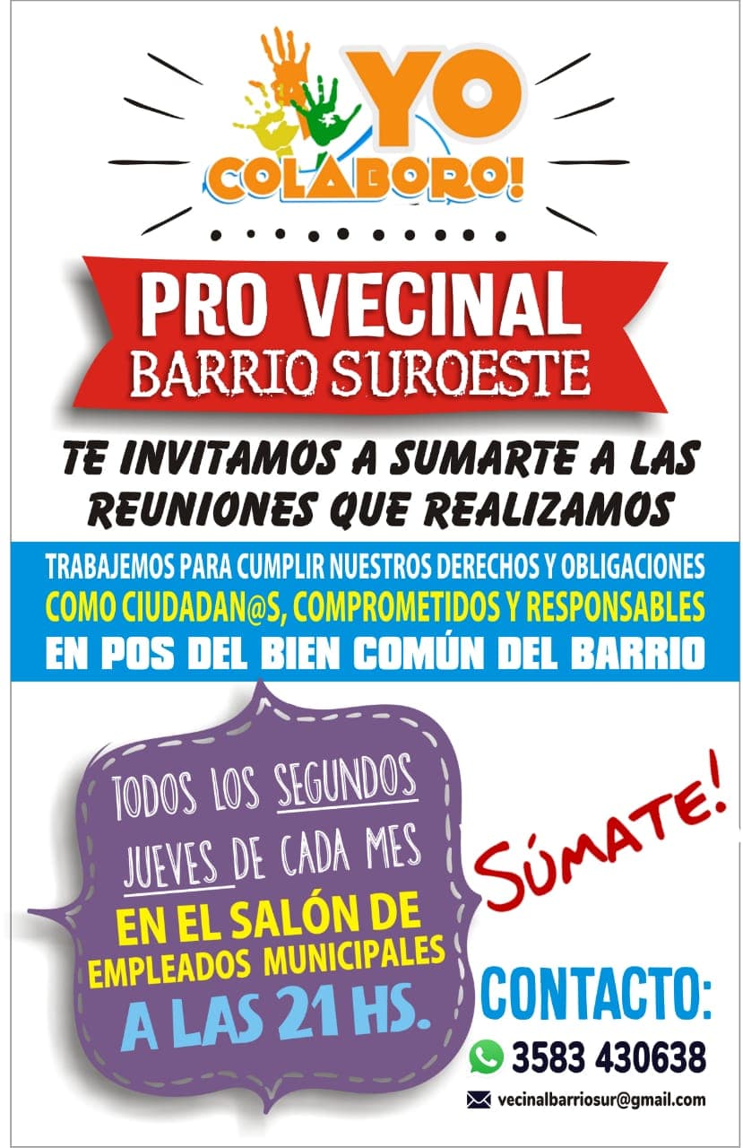 La Pro Vecinal Barrio Suroeste lanzó un concurso para elegir su logo
