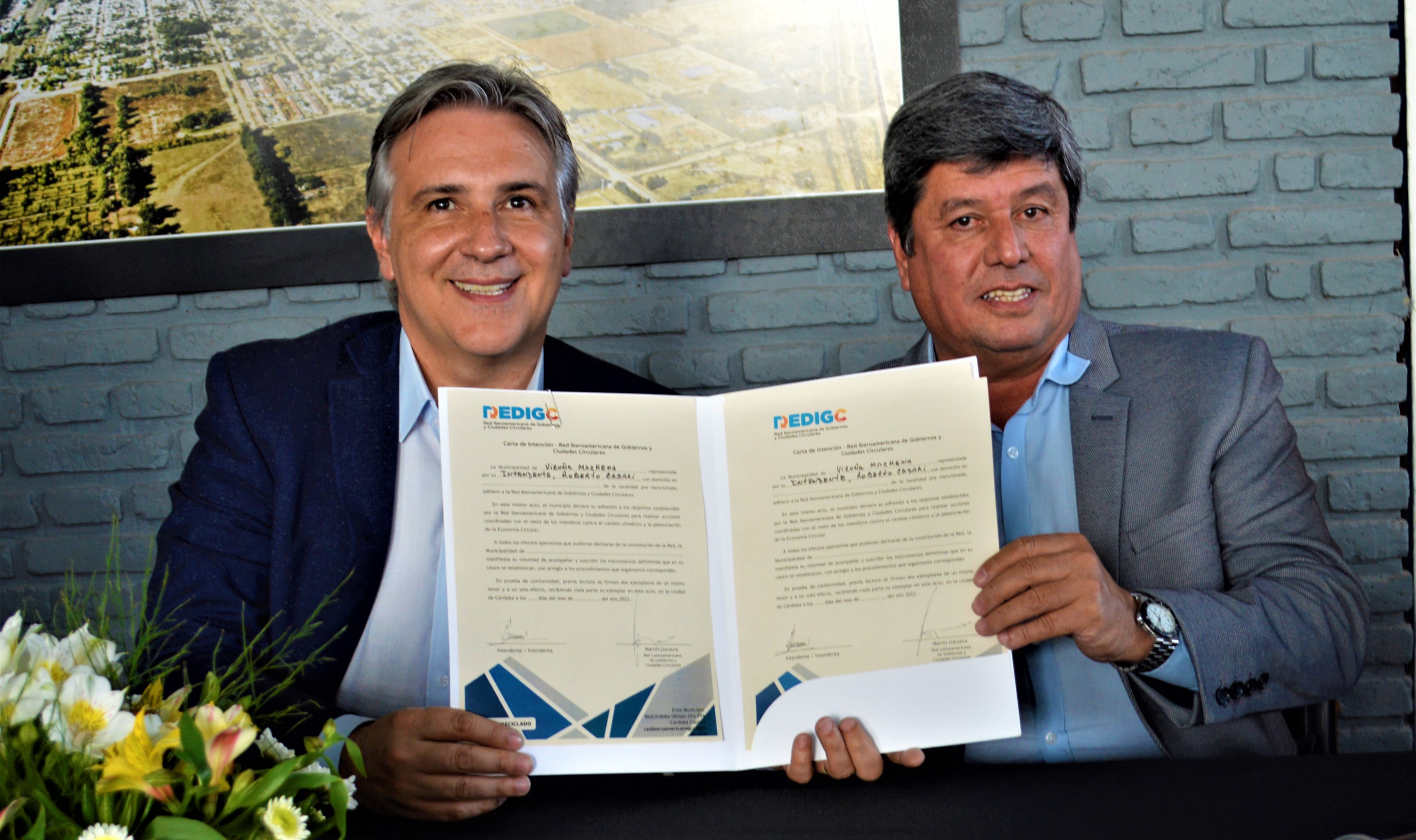 Llaryora y Casari firmaron un convenio de la Red Iberoamericana de Gobiernos y Ciudades Circulares